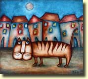 Кот,гуляющий под луной,45*50,2004
